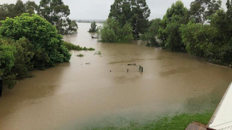 Floods engulf a backyard