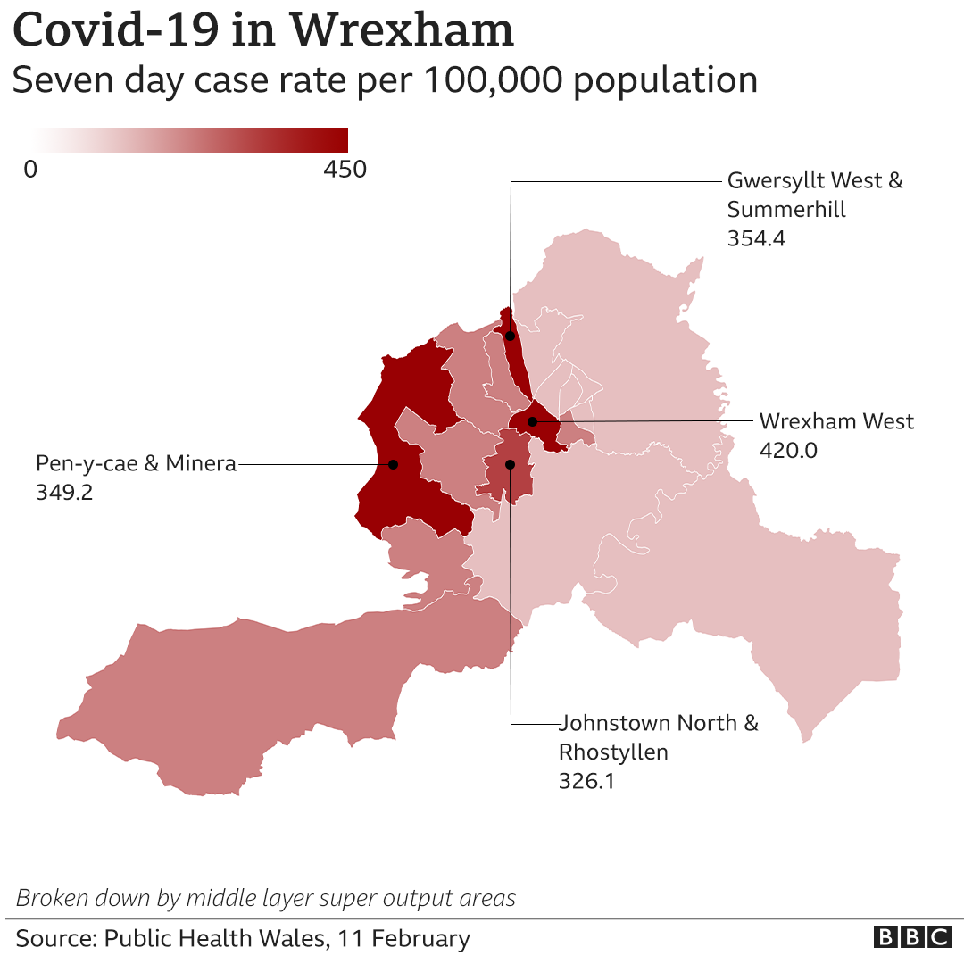 Case rate map of Wrexham