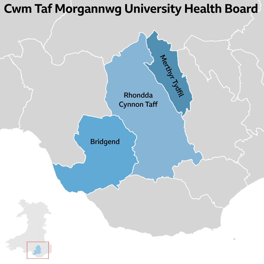 Cwm Taf Morgannwg University Health Board map