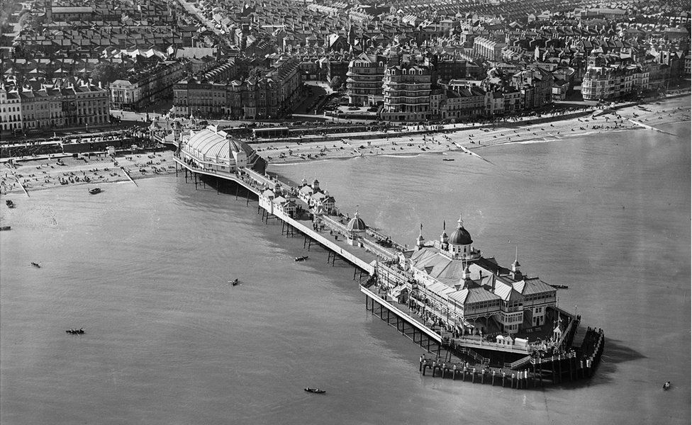 An aerial view of The Pier in Eastbourne, East Sussex, taken in May 1931