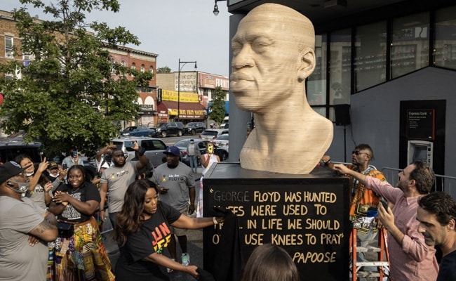 George Floyd Statue Defaced In New York; Neo-Nazi Group's Name Scrawled On It