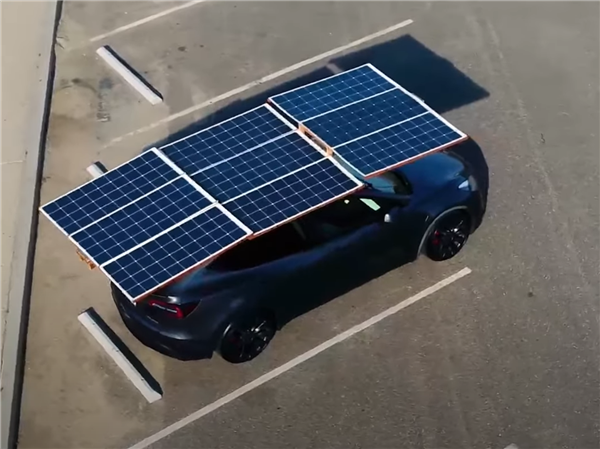特斯拉车主自制太阳能充电套件：“晒暖”5小时 续航96公里