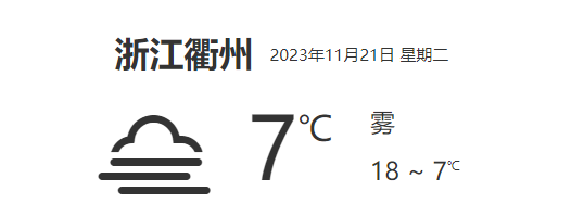浙江衢州天气预报详细数据(11月21日)